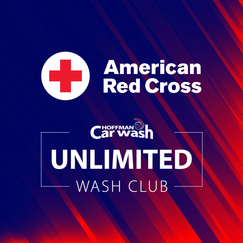 American Red Cross logo and HCW Unlimited logo on top of a red and blue background